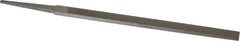 Grobet - 6" Standard Precision Swiss Pattern Narrow Pillar File - Double Cut, 3/8" Width Diam x 5/32" Thick, With Tang - Eagle Tool & Supply