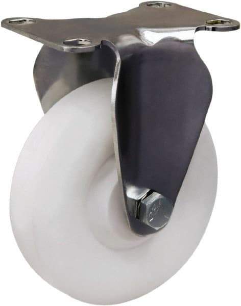 Hamilton - 4" Diam x 1-3/8" Wide x 5-1/8" OAH Top Plate Mount Rigid Caster - Polyolefin, 300 Lb Capacity, Plain Bore Bearing, 2-3/8 x 3-5/8" Plate - Eagle Tool & Supply