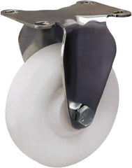 Hamilton - 4" Diam x 1-3/8" Wide x 5-1/8" OAH Top Plate Mount Rigid Caster - Polyolefin, 300 Lb Capacity, Plain Bore Bearing, 2-3/8 x 3-5/8" Plate - Eagle Tool & Supply