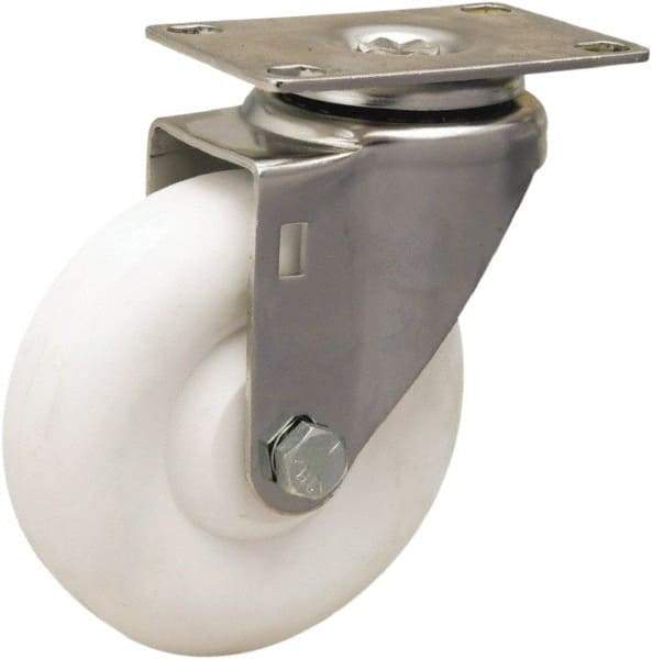 Hamilton - 4" Diam x 1-3/8" Wide x 5-1/8" OAH Top Plate Mount Swivel Caster - Polyolefin, 300 Lb Capacity, Plain Bore Bearing, 2-3/8 x 3-5/8" Plate - Eagle Tool & Supply