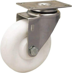 Hamilton - 4" Diam x 1-3/8" Wide x 5-1/8" OAH Top Plate Mount Swivel Caster - Polyolefin, 300 Lb Capacity, Plain Bore Bearing, 2-3/8 x 3-5/8" Plate - Eagle Tool & Supply