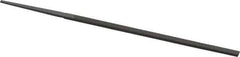 Grobet - 4" Standard Precision Swiss Pattern Narrow Pillar File - Double Cut, 5/32" Width Diam x 5/64" Thick, With Tang - Eagle Tool & Supply