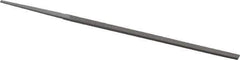 Grobet - 4" Standard Precision Swiss Pattern Narrow Pillar File - Double Cut, 5/32" Width Diam x 5/64" Thick, With Tang - Eagle Tool & Supply
