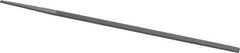 Grobet - 8" Standard Precision Swiss Pattern Narrow Pillar File - Double Cut, 9/32" Width Diam x 9/64" Thick, With Tang - Eagle Tool & Supply