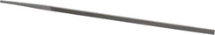 Grobet - 8" Standard Precision Swiss Pattern Narrow Pillar File - Double Cut, 9/32" Width Diam x 9/64" Thick, With Tang - Eagle Tool & Supply