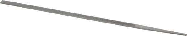 Grobet - 8" Standard Precision Swiss Pattern Narrow Pillar File - Double Cut, 9/32" Width Diam x 9/64" Thick, With Tang - Eagle Tool & Supply