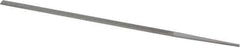 Grobet - 8" Standard Precision Swiss Pattern Narrow Pillar File - Double Cut, 9/32" Width Diam x 9/64" Thick, With Tang - Eagle Tool & Supply