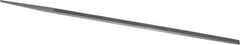 Grobet - 10" Standard Precision Swiss Pattern Narrow Pillar File - Double Cut, 11/32" Width Diam x 11/64" Thick, With Tang - Eagle Tool & Supply