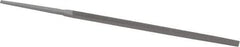 Grobet - 4" Standard Precision Swiss Pattern Narrow Pillar File - Double Cut, 3/16" Width Diam x 3/32" Thick, With Tang - Eagle Tool & Supply