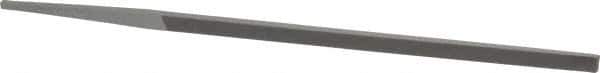Grobet - 6" Standard Precision Swiss Pattern Narrow Pillar File - Double Cut, 5/16" Width Diam x 9/64" Thick, With Tang - Eagle Tool & Supply