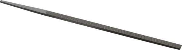 Grobet - 6" Standard Precision Swiss Pattern Narrow Pillar File - Double Cut, 1/4" Width Diam x 9/64" Thick, With Tang - Eagle Tool & Supply