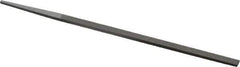 Grobet - 6" Standard Precision Swiss Pattern Narrow Pillar File - Double Cut, 1/4" Width Diam x 9/64" Thick, With Tang - Eagle Tool & Supply