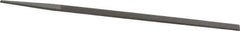 Grobet - 8" Standard Precision Swiss Pattern Narrow Pillar File - Double Cut, 11/32" Width Diam x 11/64" Thick, With Tang - Eagle Tool & Supply