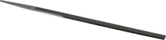 Grobet - 10" Standard Precision Swiss Pattern Narrow Pillar File - Double Cut, 25/64" Width Diam x 3/16" Thick, With Tang - Eagle Tool & Supply