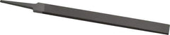 Grobet - 8" Standard Precision Swiss Pattern Hand File - Double Cut, 29/32" Width Diam x 3/16" Thick, With Tang - Eagle Tool & Supply