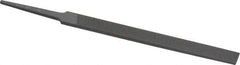 Grobet - 4" Standard Precision Swiss Pattern Regular Pillar File - Double Cut, 3/8" Width Diam x 1/8" Thick, With Tang - Eagle Tool & Supply