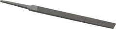 Grobet - 4" Standard Precision Swiss Pattern Regular Pillar File - Double Cut, 3/8" Width Diam x 1/8" Thick, With Tang - Eagle Tool & Supply