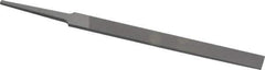 Grobet - 4" Standard Precision Swiss Pattern Regular Pillar File - Double Cut, 3/8" Width Diam x 1/8" Thick, With Tang - Eagle Tool & Supply