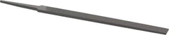 Grobet - 6" Standard Precision Swiss Pattern Regular Pillar File - Double Cut, 1/2" Width Diam x 11/64" Thick, With Tang - Eagle Tool & Supply