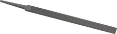 Grobet - 6" Standard Precision Swiss Pattern Regular Pillar File - Double Cut, 1/2" Width Diam x 11/64" Thick, With Tang - Eagle Tool & Supply