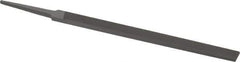 Grobet - 6" Standard Precision Swiss Pattern Regular Pillar File - Double Cut, 1/2" Width Diam x 11/64" Thick, With Tang - Eagle Tool & Supply