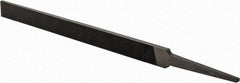 Grobet - 6" Standard Precision Swiss Pattern Regular Pillar File - Double Cut, 1/2" Width Diam x 11/64" Thick, With Tang - Eagle Tool & Supply