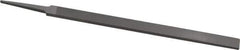 Grobet - 8" Standard Precision Swiss Pattern Regular Pillar File - Double Cut, 19/32" Width Diam x 13/64" Thick, With Tang - Eagle Tool & Supply