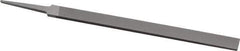 Grobet - 8" Standard Precision Swiss Pattern Regular Pillar File - Double Cut, 19/32" Width Diam x 13/64" Thick, With Tang - Eagle Tool & Supply