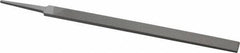 Grobet - 10" Standard Precision Swiss Pattern Regular Pillar File - Double Cut, 23/32" Width Diam x 15/64" Thick, With Tang - Eagle Tool & Supply