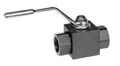 Parker - 1/4" Pipe, Carbon Steel Standard Ball Valve - Inline - Two Way Flow, SAE x SAE Ends, Lever Handle, 7,500 WOG - Eagle Tool & Supply