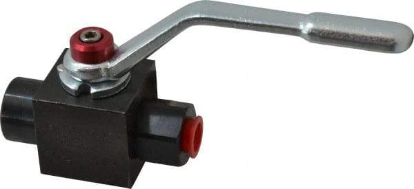 Parker - 1/4" Pipe, Carbon Steel Standard Ball Valve - Inline - Two Way Flow, FNPT x FNPT Ends, Lever Handle, 7,500 WOG - Eagle Tool & Supply
