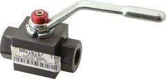 Parker - 3/8" Pipe, Carbon Steel Standard Ball Valve - Inline - Two Way Flow, FNPT x FNPT Ends, Lever Handle, 7,500 WOG - Eagle Tool & Supply