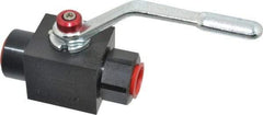 Parker - 1/2" Pipe, Carbon Steel Standard Ball Valve - Inline - Two Way Flow, FNPT x FNPT Ends, Lever Handle, 7,500 WOG - Eagle Tool & Supply