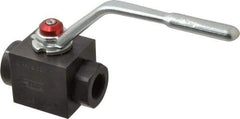 Parker - 3/4" Pipe, Carbon Steel Standard Ball Valve - Inline - Two Way Flow, FNPT x FNPT Ends, Lever Handle, 6,000 WOG - Eagle Tool & Supply