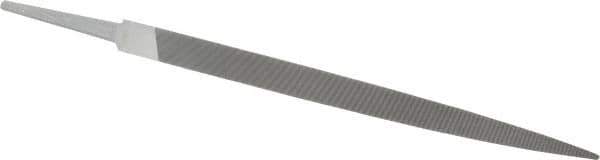 Grobet - 8" Standard Precision Swiss Pattern Three Square File - Double Cut, 1/2" Width Diam, With Tang - Eagle Tool & Supply