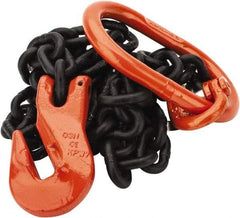 Pewag - 5' Long, 3,500 Lb Basket Capacity, 3,500 Lb Vertical Capacity, Alloy Steel Web Sling - SOG Chain Sling, 9/32" Diam Chain, Silver (Color), with Grab Hook & Master Link - Eagle Tool & Supply