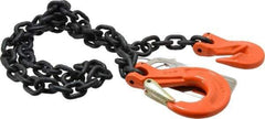Pewag - 5' Long, 3,500 Lb Basket Capacity, 3,500 Lb Vertical Capacity, Alloy Steel Web Sling - SSG Chain Sling, 9/32" Diam Chain, Silver (Color), with Grab Hook & Sling Hook - Eagle Tool & Supply