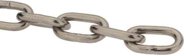 Value Collection - 3/16" Welded Stainless Steel Chain - 1,200 Lb Capacity, Grade 30, Cut to Length, Stainless Steel, Bright Finish - Eagle Tool & Supply