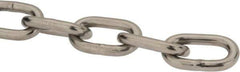 Value Collection - 3/16" Welded Stainless Steel Chain - 1,200 Lb Capacity, Grade 30, Cut to Length, Stainless Steel, Bright Finish - Eagle Tool & Supply