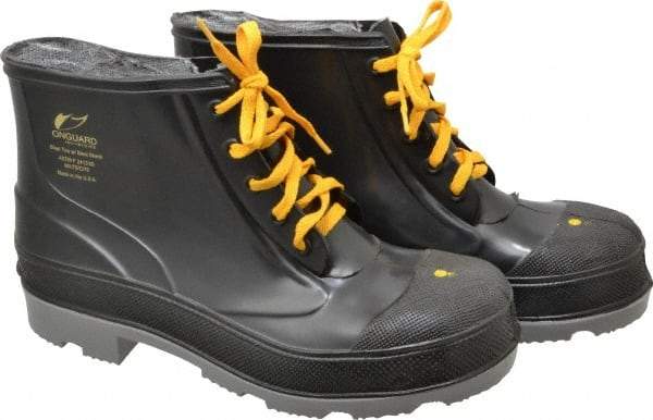 Dunlop Protective Footwear - Men's Size 11 Medium Width Steel Work Boot - Black, Polyurethane, PVC Upper, 6" High, Chemical Resistant, Dielectric, Non-Slip - Eagle Tool & Supply