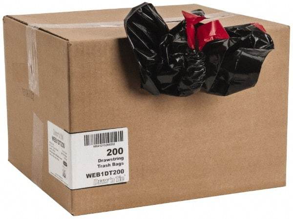 PRO-SOURCE - 1.2 mil Thick, Household/Office Trash Bags - Hexene Resins, Drawstring, 30-1/2" Wide x 34" High, Black - Eagle Tool & Supply