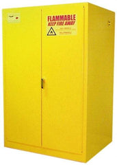 Eagle - 2 Door, 2 Shelf, Yellow Steel Standard Safety Cabinet for Flammable and Combustible Liquids - 65" High x 43" Wide x 34" Deep, Manual Closing Door, 3 Point Key Lock, 90 Gal Capacity - Eagle Tool & Supply