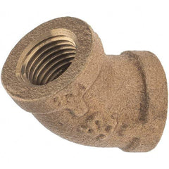 Merit Brass - Class 125, 1/4" Internal Pipe, Brass 45° Street Elbow - FBSPT x FBSPT - Eagle Tool & Supply