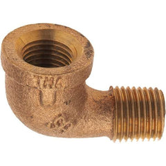 Merit Brass - Class 125, 1/4" Internal Pipe, Brass 90° Street Elbow - FBSPT x MBSPT - Eagle Tool & Supply