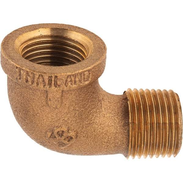 Merit Brass - Class 125, 1/2" Internal Pipe, Brass 90° Street Elbow - FBSPT x MBSPT - Eagle Tool & Supply