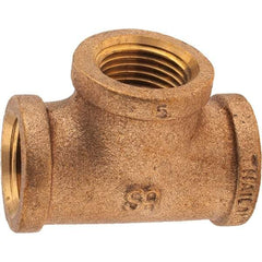 Merit Brass - Class 125, 1/2" Internal Pipe, Brass Tee - FBSPT x FBSPT x FBSPT - Eagle Tool & Supply