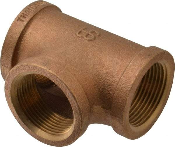 Merit Brass - Class 125, 1-1/4" Internal Pipe, Brass Tee - FBSPT x FBSPT x FBSPT - Eagle Tool & Supply