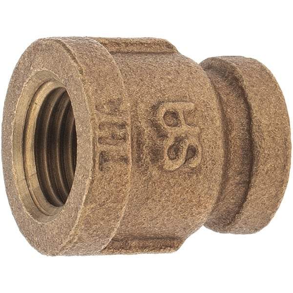 Merit Brass - Class 125, 1/4 x 1/8" Internal Pipe, Brass Reducing Coupling - FBSPT x FBSPT - Eagle Tool & Supply