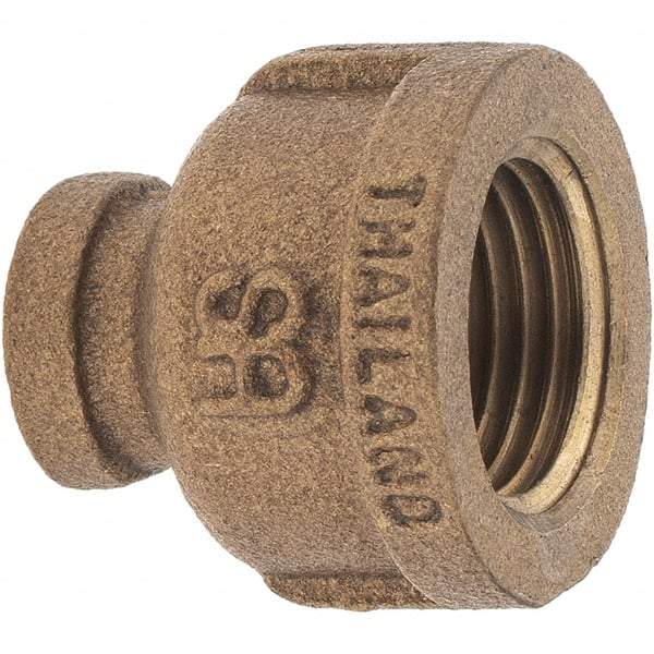 Merit Brass - Class 125, 1/2 x 1/8" Internal Pipe, Brass Reducing Coupling - FBSPT x FBSPT - Eagle Tool & Supply