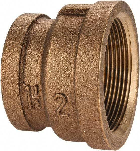 Merit Brass - Class 125, 2 x 1-1/2" Internal Pipe, Brass Reducing Coupling - FBSPT x FBSPT - Eagle Tool & Supply